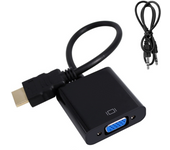Adaptador cable HDMI macho a VGA hembra ⋆ Resolución 1080P ⋆ Con salida de audio jack 3.5mm ⋆ Color negro ⋆ Compatible con monitores, proyectores, TV y más ⋆ Envío desde España