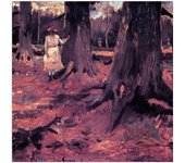 Panel decorativo del museo, listo para colgar. Van Gogh Vincent-Chica en blanco en el bosque-Cm 70x70