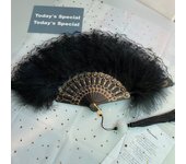 Sweet Feather Folding Fan Japanese Fairy Girl Dark Gothic Court Dance Hand Fan With Pendant Gift Wedding Party Decoration