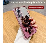 Luxury Glitter Mirror Bunny Holder Phone Case for Xiaomi 13 14 15 Pro 14T 13T Pro 12 T S X 5G TPU Plating Protector Back Cover