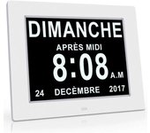 Reloj calendario con atenuación automática, 8 pulgadas, color blanco
