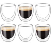 6 Tapas de Doble pared, Tapas de café transparentes de Doble pared, Doble pared, Capuchin, café con leche y aislamiento (80 ml)