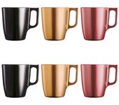 Luminarc Flashy Caja 6 Mugs Vidrio 25CL Multicolor Brillo Francia