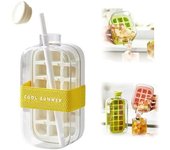 Cubitera, vaso para hielo y agua, 2 en 1, sin contacto, con pajita, bandeja vertical con tapa y fácil de abrir, perfecta para café y zumo (verde, L-800 ml)