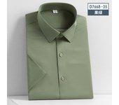 5XL Silk Smooth Formal Dress Quality Social Summer Short Sleeve Men's Shirt Business Slim Fit Casual Pure White Non iron