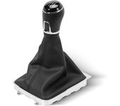 para Passat B6,Passat 6 2005-2010,Passat（Q4）2005 Pomo de cambio manual+polaina de palanca de cambios+anillo de marco con costuras negras Kit de polaina de cambio de marchas de 6 velocidades