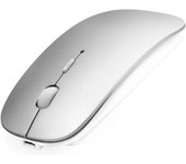 Ratón Bluetooth para portátil, iPad, iPhone, Mac (iOS 13.1.2 y posteriores) y PC. Mini ratón inalámbrico recargable y silencioso, compatible con Android y Windows, plateado.