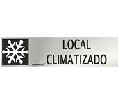 CABLEPELADO Señal Adhesiva Local Climatizado Acero Inoxidable 5x20 cm Gris