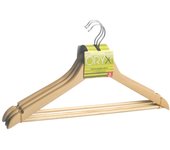 Juego perchas de madera recta 450 mm. (pack 3 piezas)