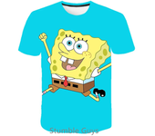 Summer Cartoon Anime SpongeBobs SquarePants Kids Tops Tshirt Short Sleeved Boys Clothes Girls One Piece Sonic Marios T-shirt