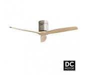 Ventilador de Techo FABRILAMP Aguilon Niquel 3 Aspas Haya 5 Velocidades Sin Luz con Mando y Temporizador