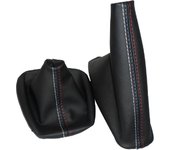 2pcs PU Leather Shift Dust Cover Car Gear Stick Handbrake Cover for E30 E36 E34 E46 Z3 Manual Models Shift Dust Cover