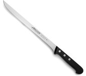Arcos Cuchillo Jamonero de Acero Inoxidable. Cuchillo para cortar jamón y carne. Mango ergonómico polioximetileno y Hoja 240 mm. Serie Universal. Color negro.