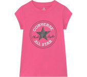 Camiseta de Manga Corta Converse Chuck Patch Tee para niñas en color rosa
