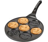 Smiley Face Pancake Pan 100% Non-stick Griddle Pancake Maker 7/4 Cups Pancake Shapes Pan Perfect for Kids Breakfast