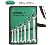 WOZOBUY Ratchet Spanner Wrench Set  Gear Ring Ratcheting Combination Wrench Kit Metric Flexible Head with Canvas Bag