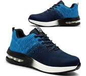 SOMY Zapatos de Seguridad Hombres Mujeres Zapatillas de Seguridad Ligeras Zapato de Trabajo cómodo y Transpirable con Puntera de Acero Talla Azul 37 Zapatos de Seguridad
