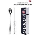 Mr.Spoon Serie Liso Cucharas de 12, 24, 48 o 120 piezas,Acero inoxidable 18/0,Plateado,Económico y funcional,Cuchara de helado largo 145mm,Cuchara de batir 207mm,Mango monobloque,Apto para lavavajillas,Empaque ecológico,Ideal para casa,hotel,restaurante