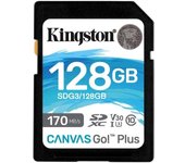Kingston tarjeta sdxc 128gb uhs-i u3 v30 clase 10 170mb/s canvas go plus