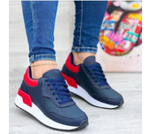 Zapatillas de deporte con cordones para mujer, zapatos para caminar al aire libre, talla grande, color sólido, elegantes,