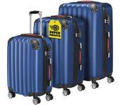 Juego de Maletas Trolley Maleta Rígida Set 3 Pzs. Cabina Equipaje Viaje 4 Ruedas M-L-XL Azul
