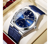 BINBOND Top Brand Luxury Men Quartz Watches Original Watch for Man Waterproof Luminous Date Week Leather Strap Wristwatch Male