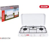ALGON | Hornillo de Gas 2 Fuegos con Tapa – Hornillo Gas Cocina Portátil para Camping, Emergencias y Hogar