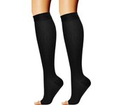 Black Knee High Open Toe Medical Compression Socks for Women/Men Sports Running Compress Socks S/M/L/XL/XXL