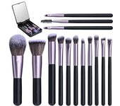 Juego de brochas de maquillaje de viaje con espejo de luz LED, correctores, sombras de ojos, juego de maquillaje, espejo de maquillaje plegable, mini espejos, juego de brochas de maquillaje, kit de brochas para viajes y oficina, blanco