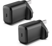 Enchufe de cargador, paquete de 2 carga rápida USB C de 25 W para Samsung Galaxy S23/S22/S21/S20 Ultra, para iPhone, adaptador de corriente USBC de pared para teléfono tipo C para Reino Unido