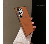 Luxury Leather Solid Color Business Magsafe Case For Samsung Galaxy S24 Ultra S22ultra S23Ultra  Magnetic Wireless Charge Cover