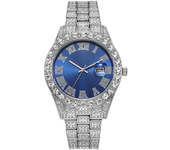 Hip Hop Watch for Men Iced Out Bling Full Diamond Luxury Quartz Watch Analog Roman Calendar Watch for Men Women