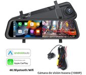 Grandnavi 4K Car DVR Mirror camera for car touch screen Dash cam Recorder Dual Lens Night Version Carplay Android Auto 9.66 inch