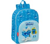 SAFTA - MOCHILA INFANTIL ADAPT.CARRO LOS PITUFOS - Mochila con Asas Ajustables y Espalda Ergonomica - Mochila con Compartimientos con Cremallera - Mochila Diseño Único y Licencia Oficial By LOS PITUFOS