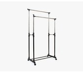 Perchero de Pie con Ruedas, Acero Inoxidable, DOBLE 80x43x90 a 160 cm, Perchero de Ropa Burro, Estructura Metalica Extensible, Organizador de Perchas y Ropa