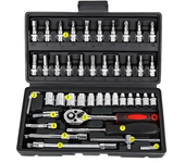 46pcs Socket Ratchet Set with Metric Tools Extension Rods Durable Storage Case Included for Car Bike Motorcycle Maintenance
