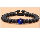 Pulsera de cuentas de Spiderman con ojo de tigre y obsidiana esmerilada para hombre.