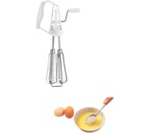 Batidora - batidora de mano - Fabricada en acero inoxidable - batidora de mano - batidora de mano -Batidora - Batidora de cocina de acero inoxidable - Para batir crema y hornear pasteles (blanca)