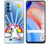 Tumundosmartphone Funda Gel Transparente para Oppo Reno 4 5G diseño Unicornio Dibujos