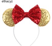 Disney Colorful Sequins Bows Mickey Mouse Ear Headband for Adults Festival Party Hair Accessories Women Girls Rainbow Hairbands