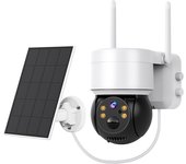 Cámara WiFi Hiseeu WTD512 1080P con panel solar, zoom de 5X, detección de movimiento PIR, video y audio bidireccional