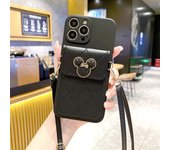 Cute Cartoon slant leather strap case for iPhone15 14 13 12 11 Pro Max X/XS XR XSMAX 7/8 Plus