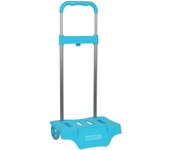 SAFTA - CARRO PORTAM.TURQUESA PANT.3125C - Carro para Mochila Fabricado en España Ruedas antivibración y silenciosas cubierta de goma transparente - Mochila Carro Sistema de sujeción para mochilas UNIVERSAL - Carro Mochila