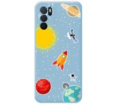 Funda Silicona Líquida Azul para Oppo A16 / A16s diseño Espacio Dibujos