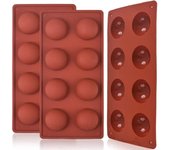 8 Holes Half Sphere Silicone Mold, 3 Packs 8-Cavity Half Sphere Mold for Making Chocolate Bomb, Cakes, Jelly, Pudding, Dome Mousse