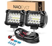 NAOEVO 4 Inch 2Pcs LED Pod Lights Spot Flood Combo LED Fog Driving 4x4 Off Road Lights Work Lights for Truck Boat ATV UTV Jeep