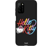 Funda original compatible con Xiaomi Redmi 9T - Pocophone M3 Negro con un diseño de Hello Kitty Caligrafica