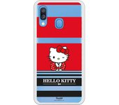 Funda original compatible con Samsung Galaxy A20E - Hello Kitty Franjas Rojas y Negras