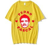 I Heart Pedro Pascal T Shirts I Love Pedro Pascal Movie TV Actor T-Shirt Men's  Cotton Short Sleeve Gothic T Shirt 80107