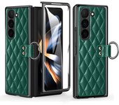 Vietao finger ring phone case for samsung z fold 6 electroplate leather phone cover with glass protector fold 4 case fold5 white